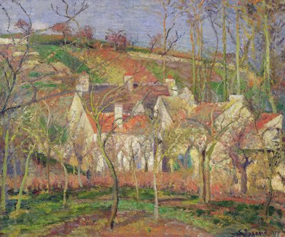 The Red Roofs, or Corner of a Village, Winter, 1877 by Camille Jacob Pissarro